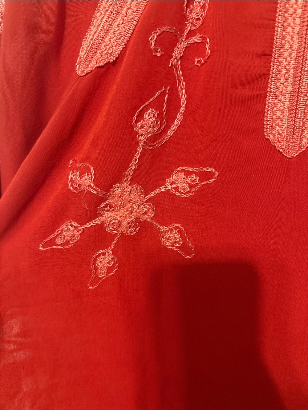MT Red Embroidered Bohemian Peasant Cottagecore Blouse Size M - Picture 8 of 9